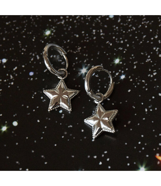 Silver You are My Star Earrings