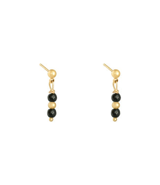 In A Row Stud Earrings - Black