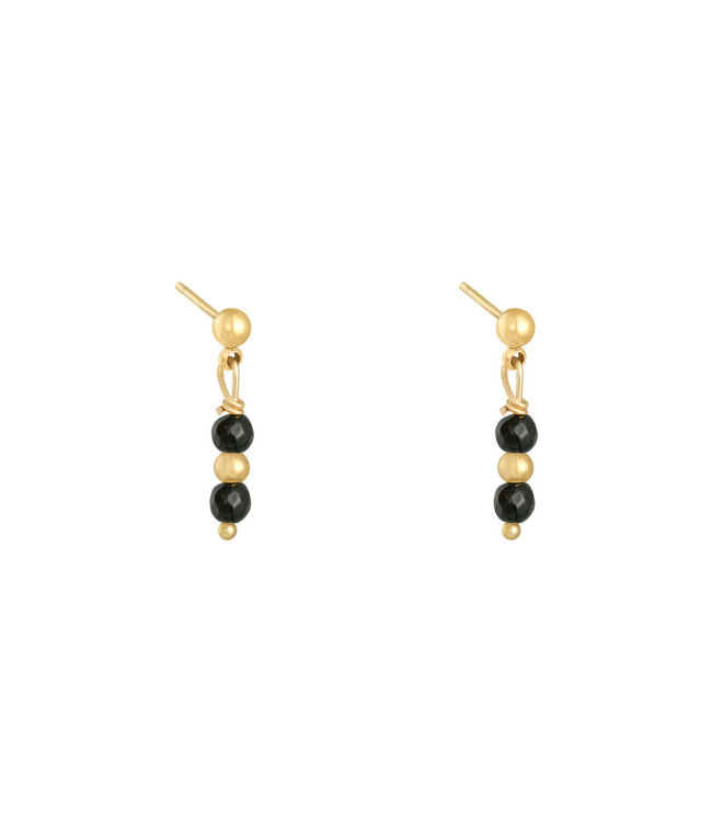 In A Row Stud Earrings - Black
