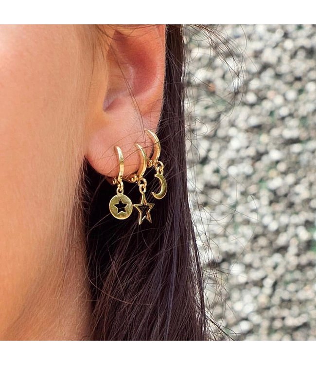 Gold Open Star Earrings