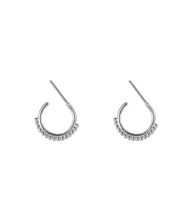 Silver Row of Dots Earrings