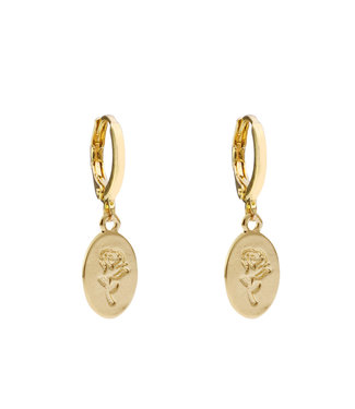 Gold Rose Amulet Earrings