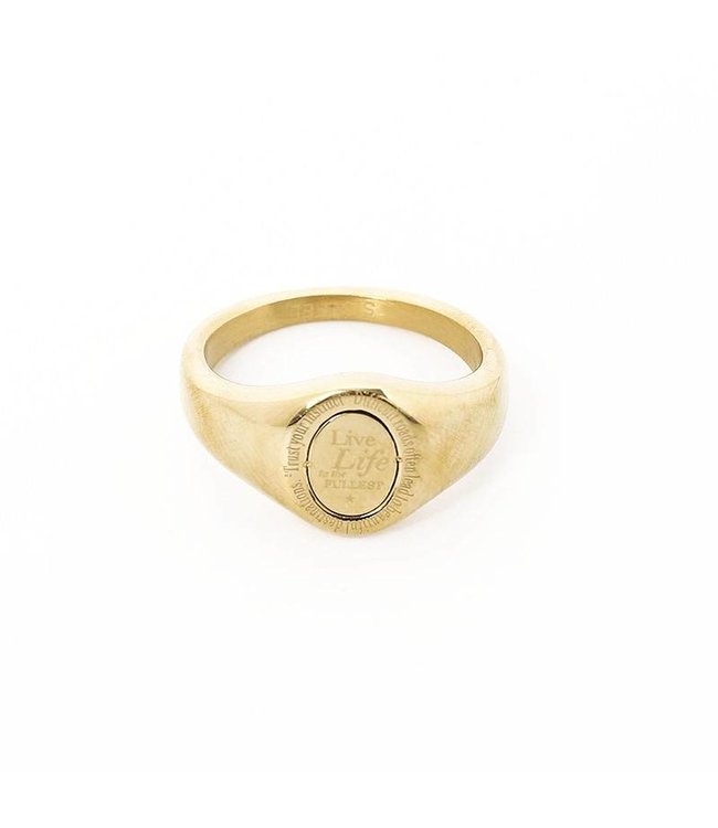 Gold Live Life Signet Ring