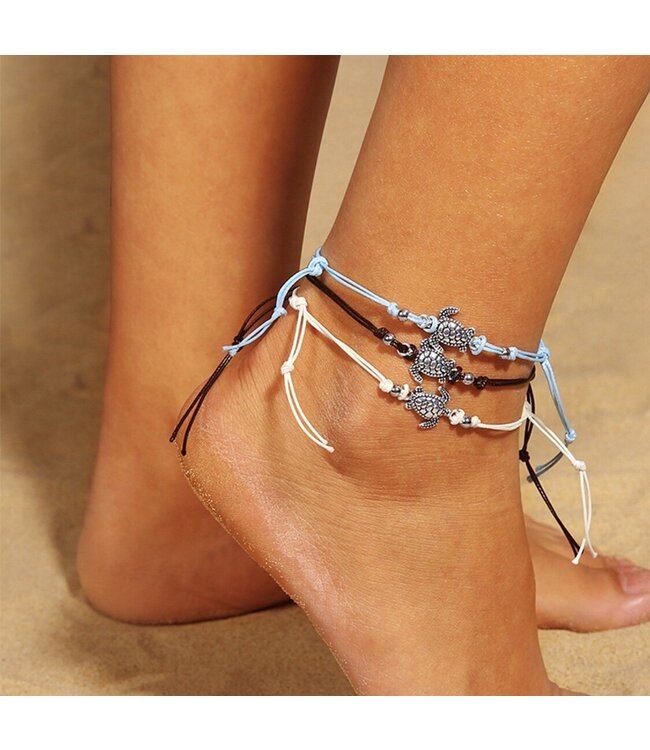 Under Water Turtle Anklet / White