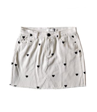 Nova Printed Hearts Skirt / Off White