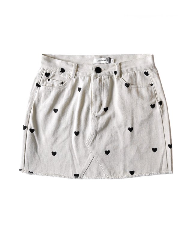 Nova Printed Hearts Skirt / Off White