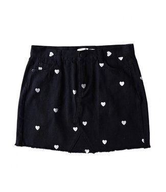 Nova Printed Hearts Skirt / Black