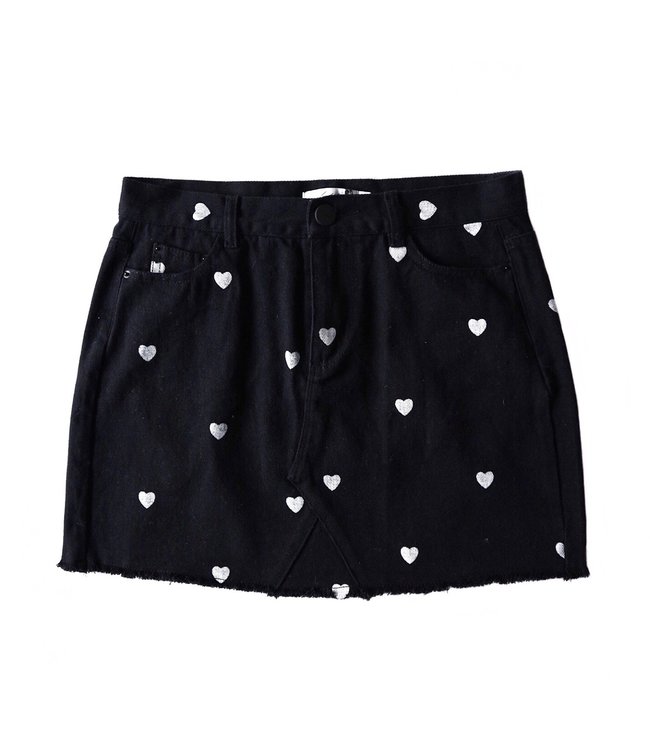 Nova Printed Hearts Skirt / Black