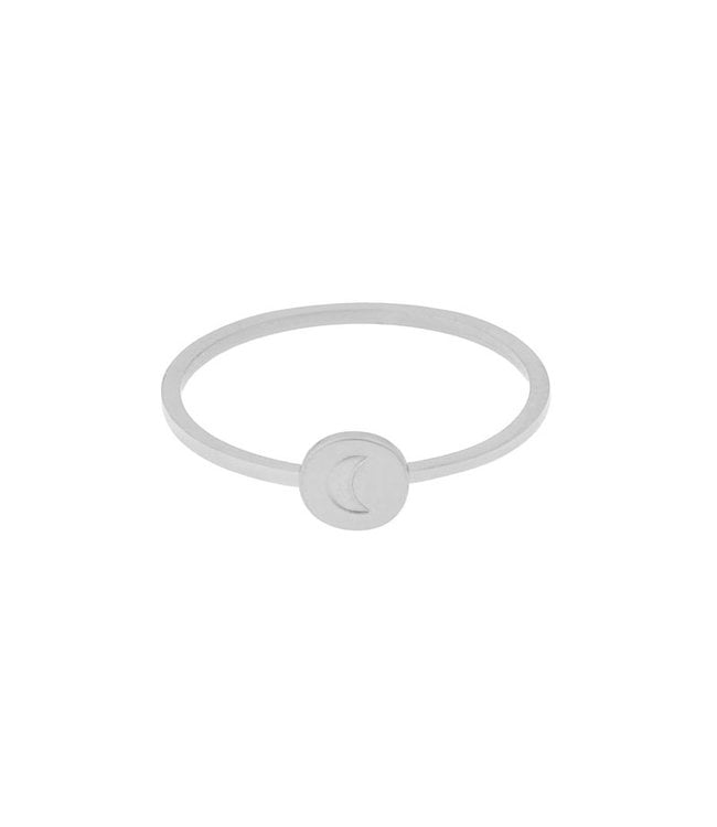 Silver Moon Coin Ring