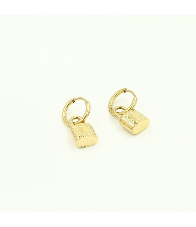 Gold Lock Earrings