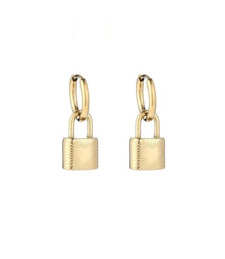 Gold Lock Earrings