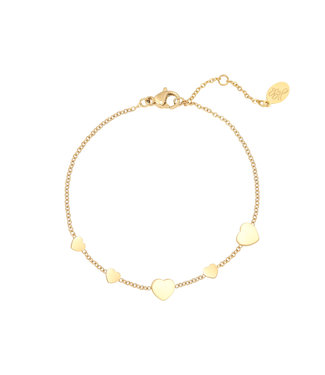 Gold Row of Hearts Bracelet