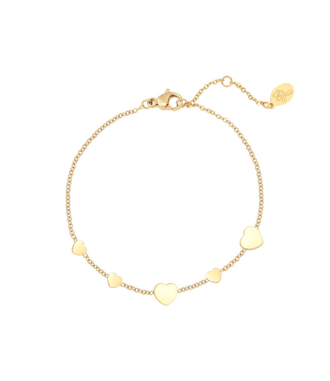 Gold Row of Hearts Bracelet