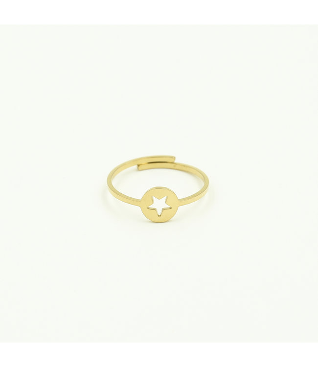 Gold Open Star Coin Ring