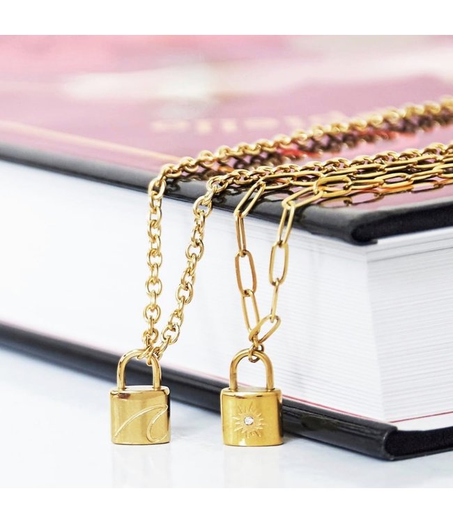 Gold Little Lock Necklace