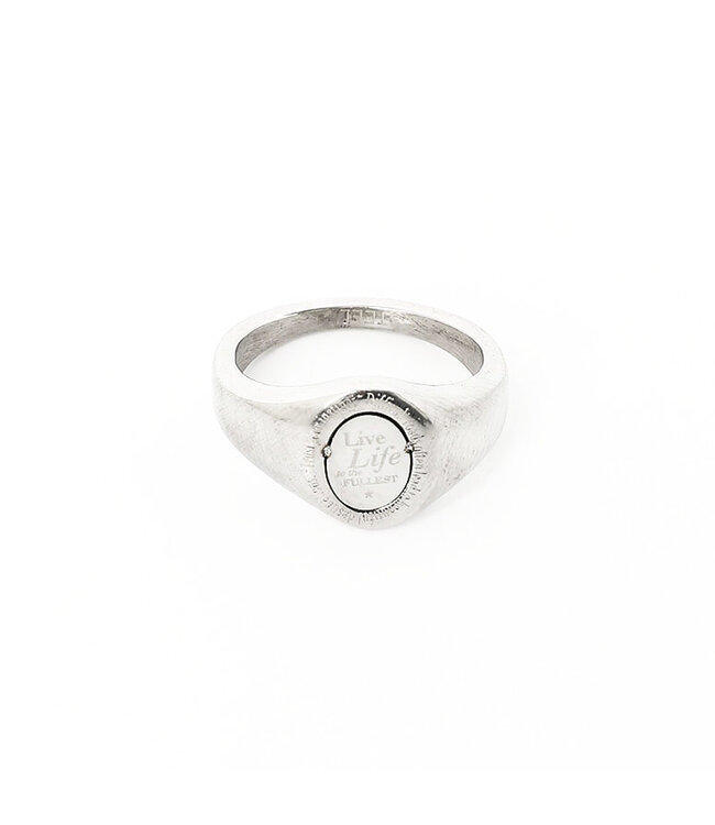 Silver Live Life Signet Ring