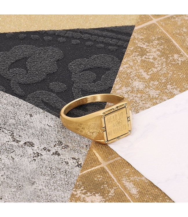 Gold Head up Signet Ring