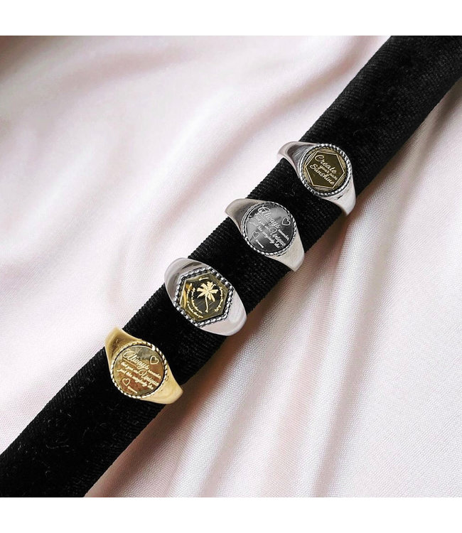 Silver Palm Tree Signet Ring