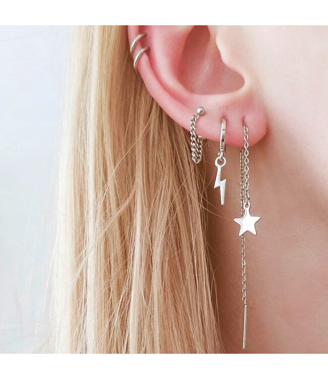 Silver Small Lightning Earrings