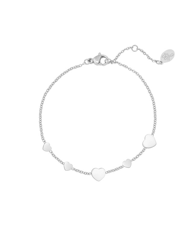 Silver Row of Hearts Bracelet