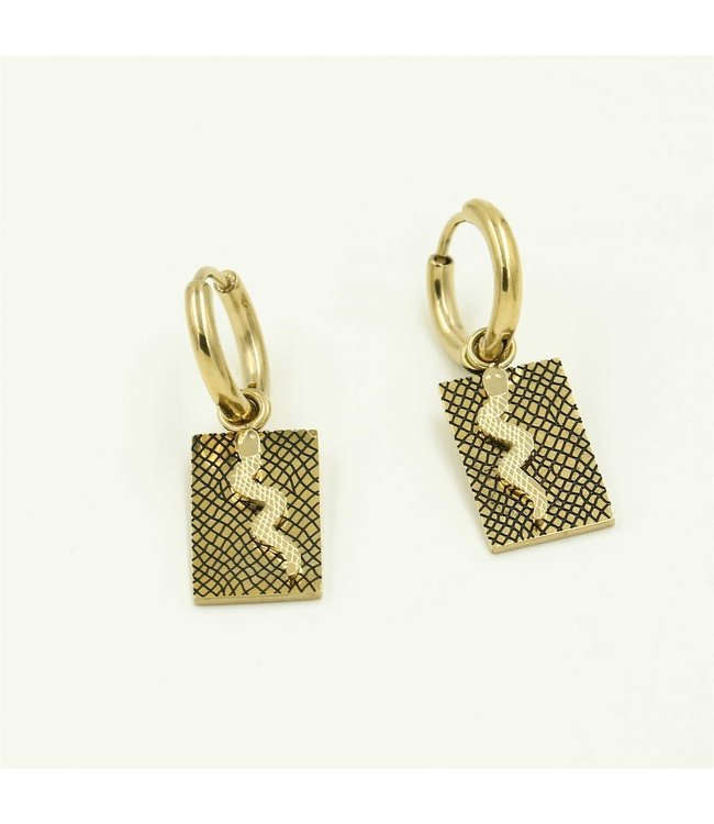 Gold Snake Tag Earrings