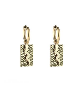 Gold Snake Tag Earrings