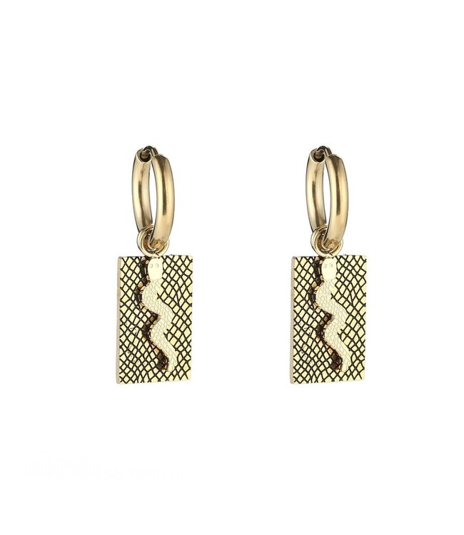 Gold Snake Tag Earrings