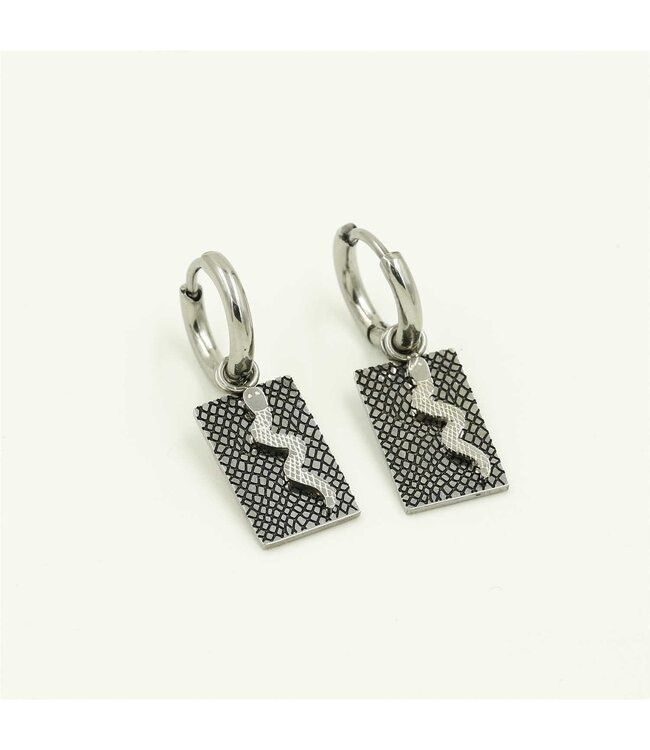 Silver Snake Tag Earrings