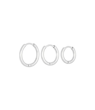 Silver Little Hoops Earrings Set