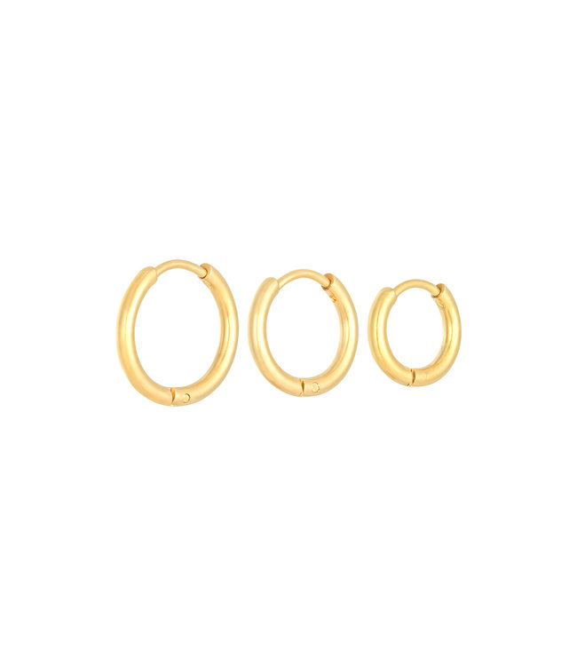 Gold Little Hoops Earrings Set