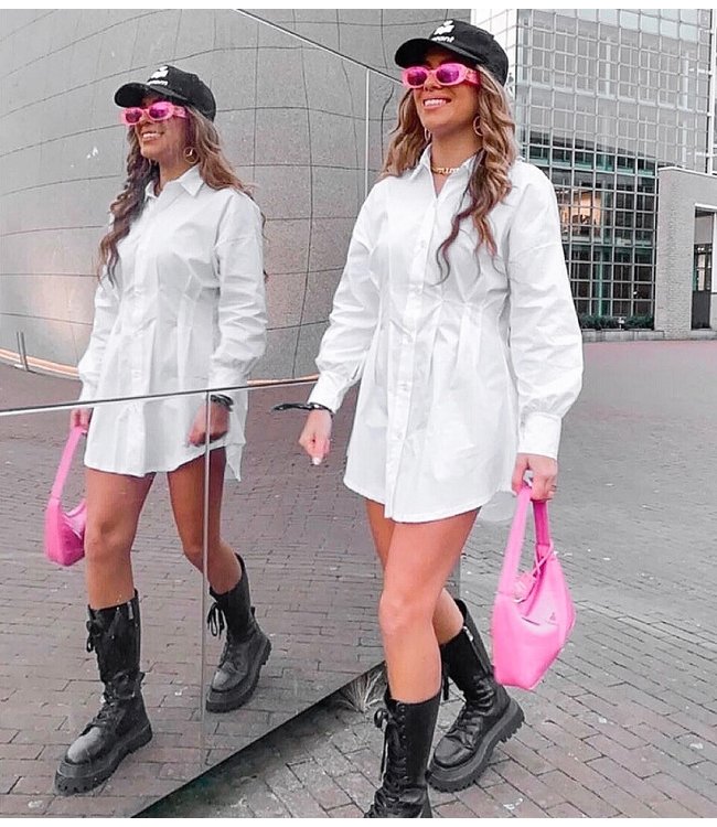 Milou Blouse Dress / White