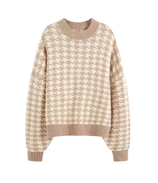 Pied de Poule Sweater / Camel