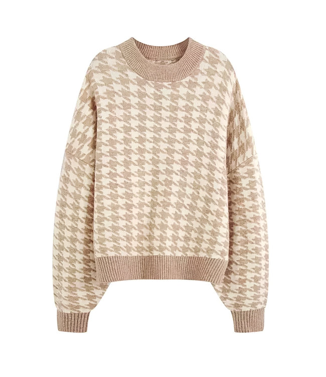 Pied de Poule Sweater / Camel