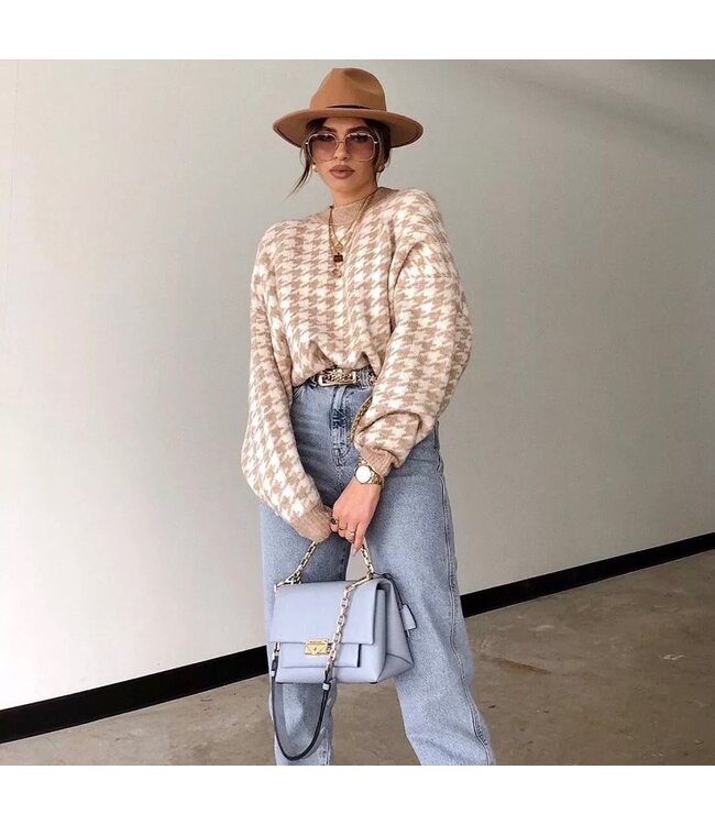 Pied de Poule Sweater / Camel