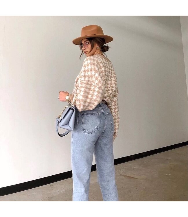 Pied de Poule Sweater / Camel