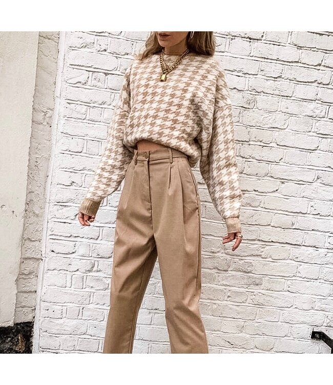 Pied de Poule Sweater / Camel