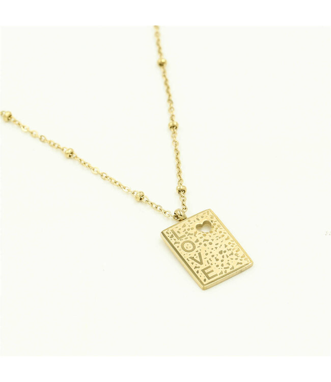 Gold Love Tag Necklace