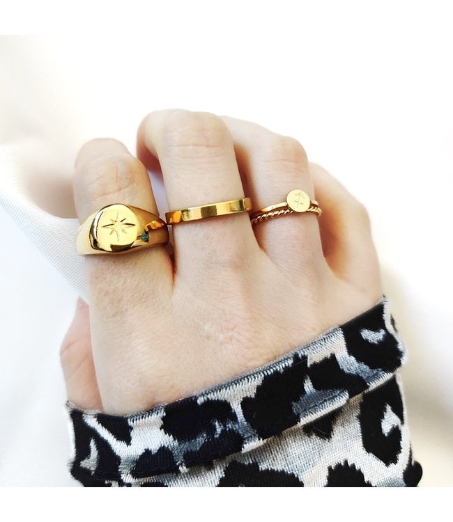 Gold Zodiac Sign Coin Ring