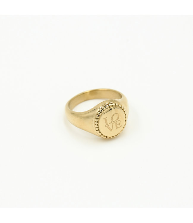 Gold Love Signet Ring