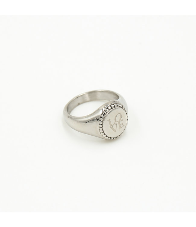 Silver Love Signet Ring