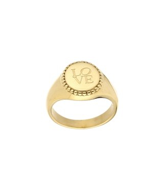 Gold Love Signet Ring