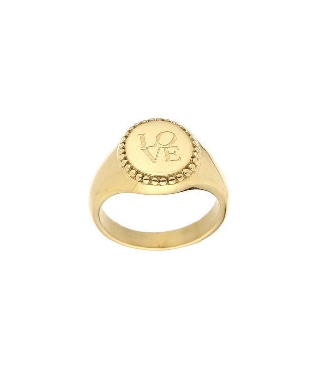 Gold Love Signet Ring