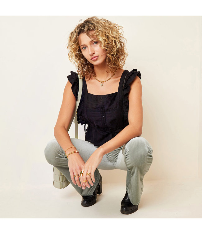 Saffier Ruffle Top / Black
