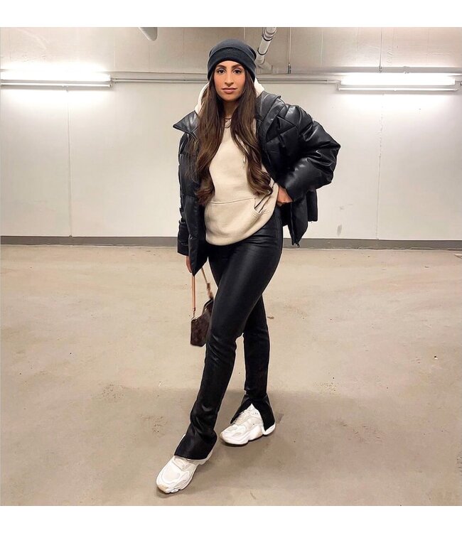 Leather Split Pants / Black