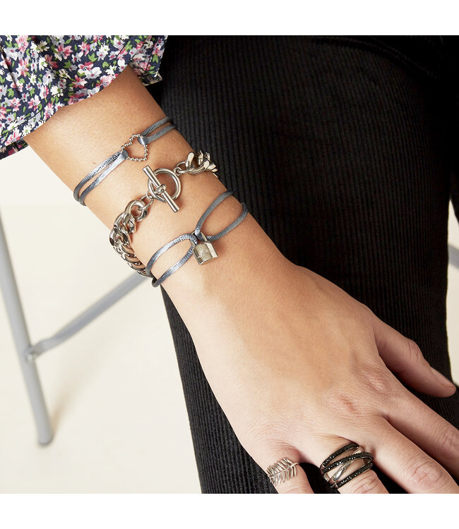 Satin Lock Bracelet / Grey