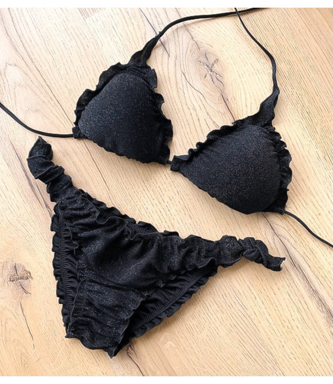 Ruffle Sparkle Bikini / Black