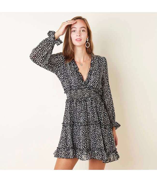 Panther Ruffle Dress / Black