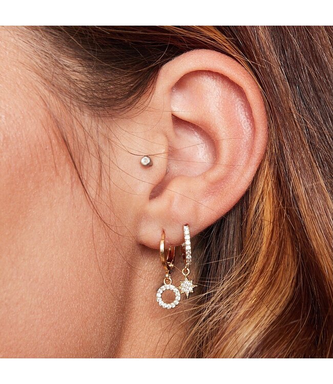 Gold Zirconia Star Earrings