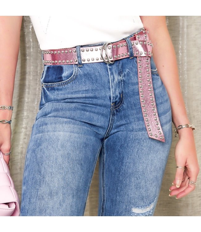 Metallic Studs Belt / Pink