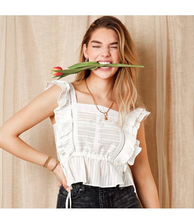 Saffier Ruffle Top / White